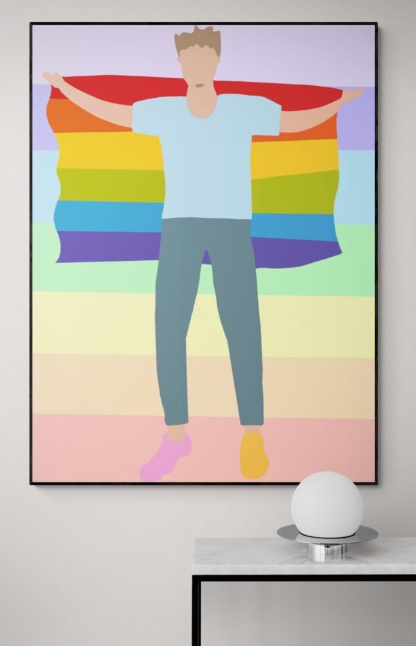Gay Pride Wall Art, Gay Pride Flag, Digital Download, LGBTQ Pride Flag, Love wins, LGBT Wall Art, Rainbow Flag, Gay Pride Print Art - Image 3