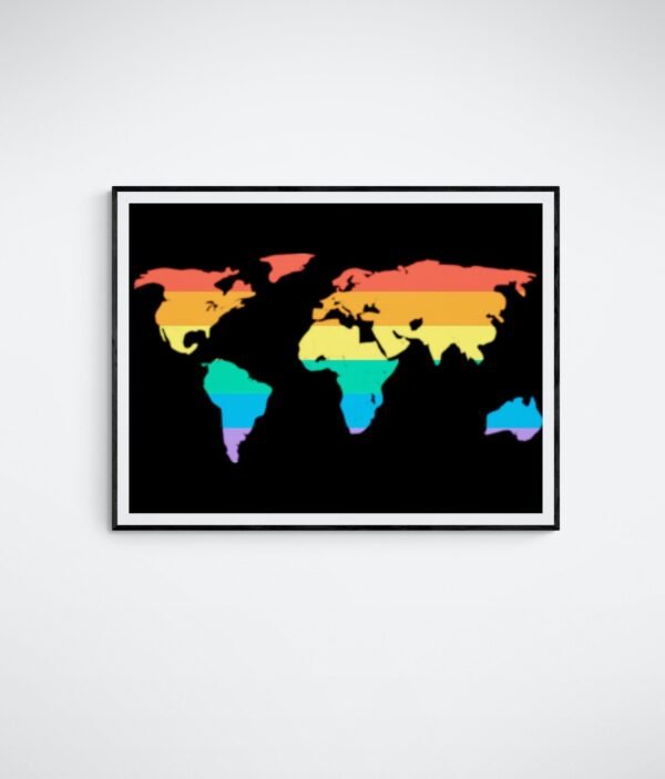 World Map Art, Pride Wall Decor, LGBT Pride Poster, Rainbow Wall Art, Printable Wall Art, Digital Download