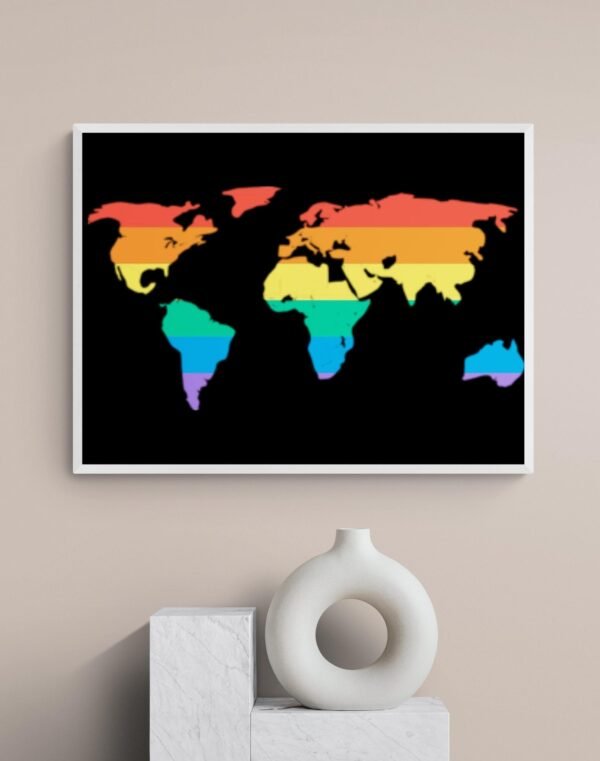 World Map Art, Pride Wall Decor, LGBT Pride Poster, Rainbow Wall Art, Printable Wall Art, Digital Download - Image 2
