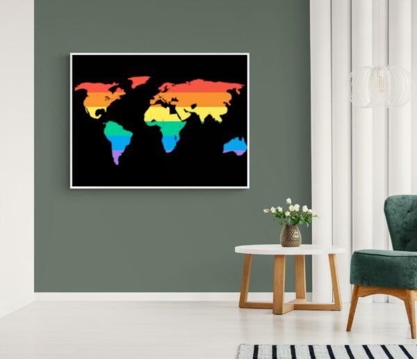 World Map Art, Pride Wall Decor, LGBT Pride Poster, Rainbow Wall Art, Printable Wall Art, Digital Download - Image 3
