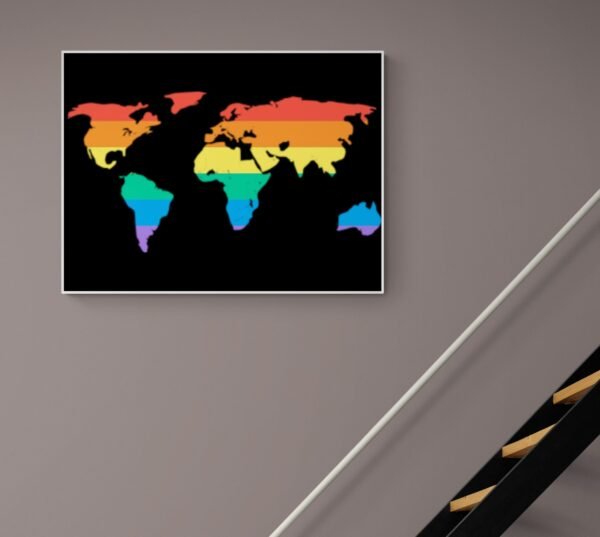 World Map Art, Pride Wall Decor, LGBT Pride Poster, Rainbow Wall Art, Printable Wall Art, Digital Download - Image 4