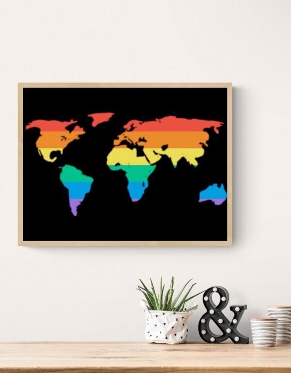 World Map Art, Pride Wall Decor, LGBT Pride Poster, Rainbow Wall Art, Printable Wall Art, Digital Download - Image 5