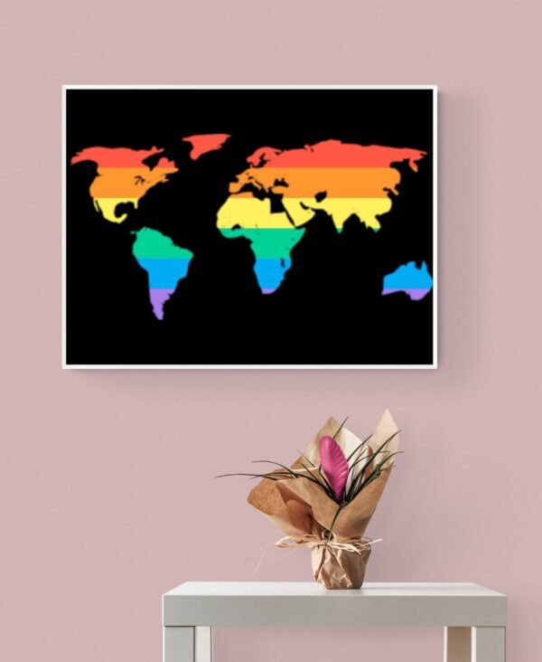World Map Art, Pride Wall Decor, LGBT Pride Poster, Rainbow Wall Art, Printable Wall Art, Digital Download - Image 6