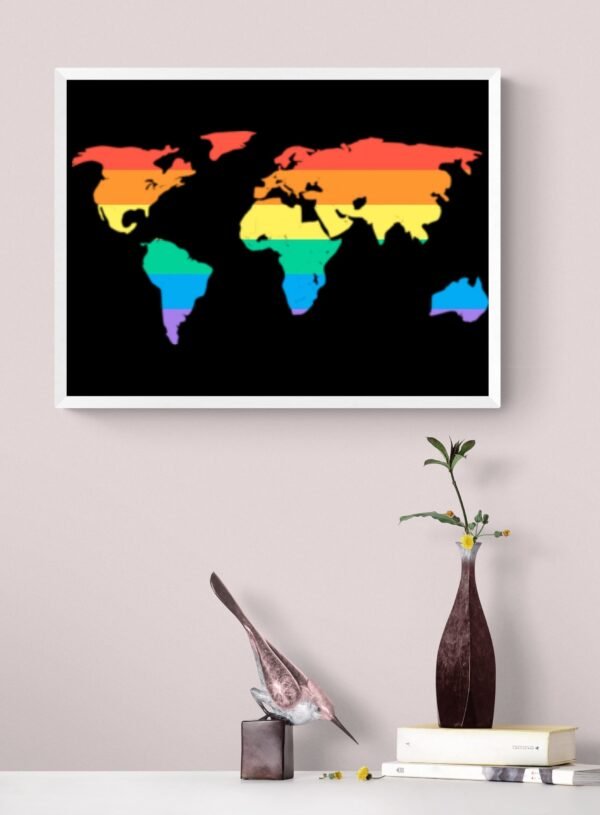 World Map Art, Pride Wall Decor, LGBT Pride Poster, Rainbow Wall Art, Printable Wall Art, Digital Download - Image 7