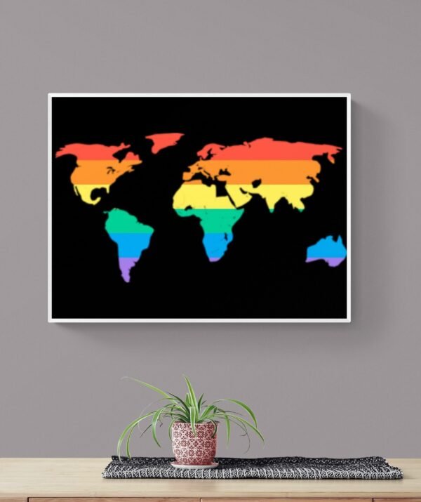 World Map Art, Pride Wall Decor, LGBT Pride Poster, Rainbow Wall Art, Printable Wall Art, Digital Download - Image 9