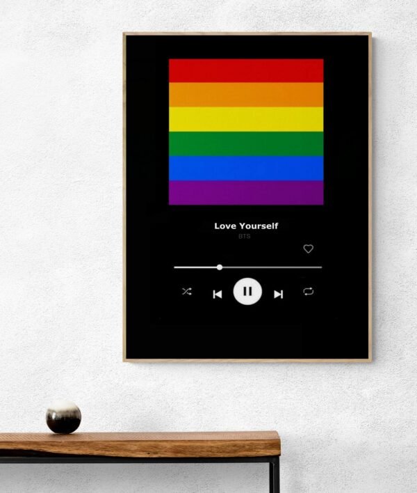 Love Yourself Quote, Music Lover Art, Pride Wall Decor, Rainbow Wall Art, Printable Wall Art, Digital Download - Image 3