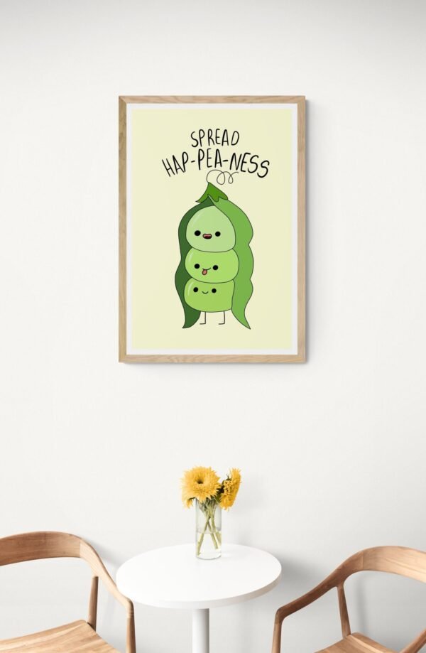 Spread HapPeaNess, Happy Quotes, Instant Download, Digital Download, Food Pun Wall Art, Happiness Wall Posters, Positive Quotes - Image 4