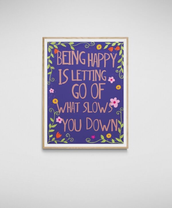 Being Happy Is Letting Go Of What Slows You Down, Choose Happy Svg, Self Love Wall Art, Digital Download