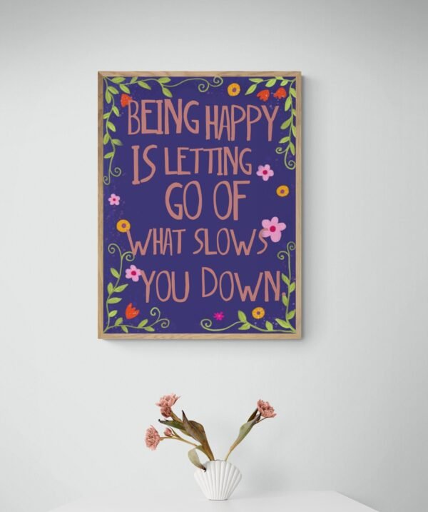 Being Happy Is Letting Go Of What Slows You Down, Choose Happy Svg, Self Love Wall Art, Digital Download - Image 2