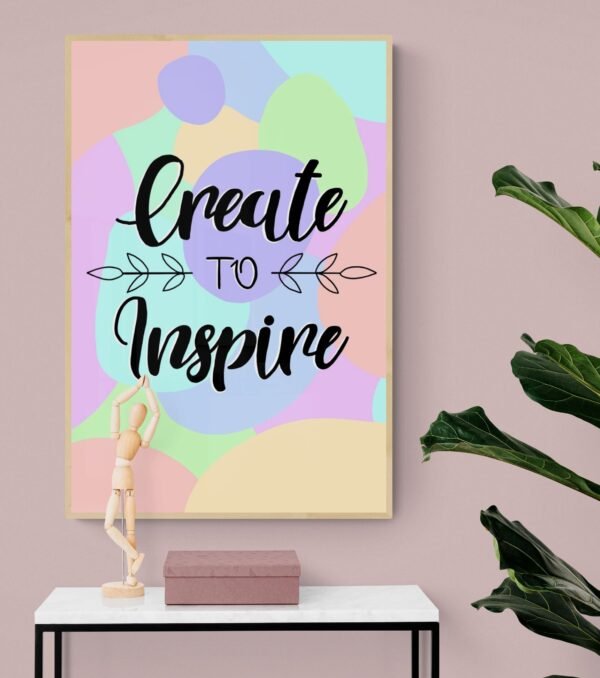 Create To Inspire Print, PRINTABLE Wall Art, Digital Download, Home Decor, Dream Create Inspire - Image 2