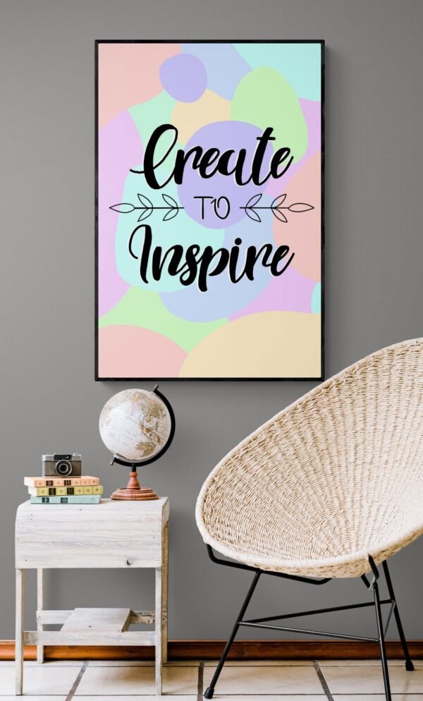 Create To Inspire Print, PRINTABLE Wall Art, Digital Download, Home Decor, Dream Create Inspire - Image 3