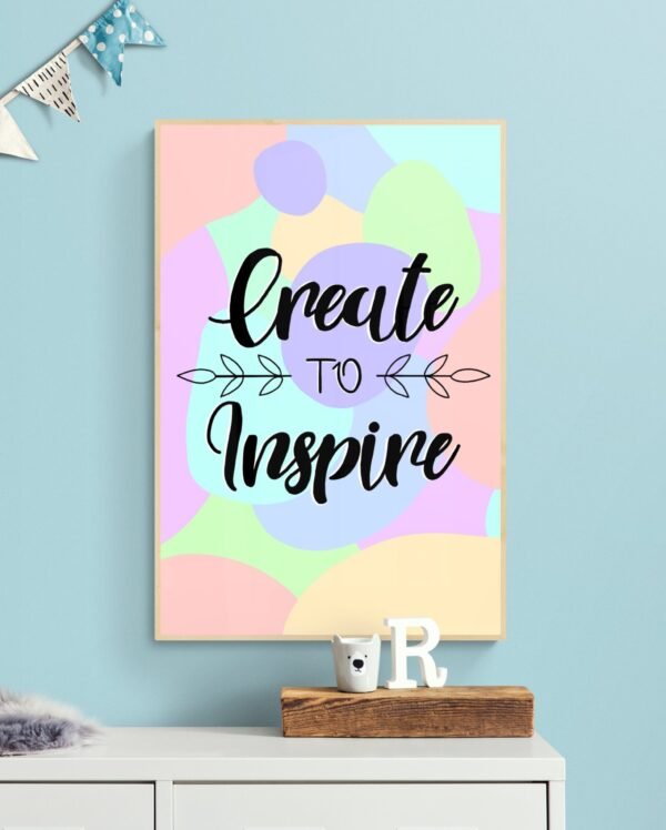 Create To Inspire Print, PRINTABLE Wall Art, Digital Download, Home Decor, Dream Create Inspire - Image 5