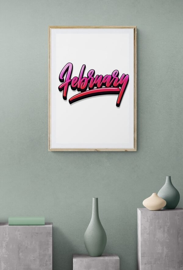 February, Typography Wall Art, Instant Download, Digital Download, Typography Prints