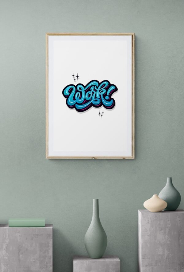 Work, Typography Wall Art, Instant Download, Digital Download, Typography Prints, Workaholics - Image 2