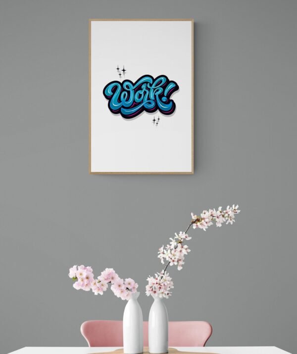 Work, Typography Wall Art, Instant Download, Digital Download, Typography Prints, Workaholics - Image 3