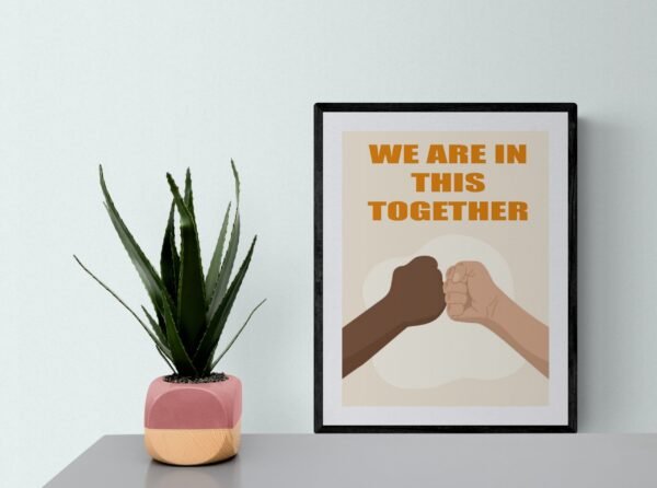 Equality Printable Wall Art, Digital Download, Black And White Hand, Diversity Poster, Diversity Wall Art, Equality Print