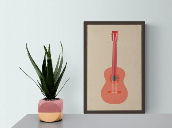 Guitar Wall Art, Guitar Print, Digital Download, Guitar Wall Decor, Guitar Artwork, Guitar Lover Gift, Abstract Guitar Art, Guitar Printable