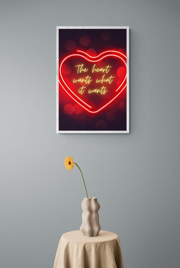 The heart wants what it wants, Valentine's Day Wall Art, , Digital Download, Gift for him, Gift for her, Couples Wall Art, Romantic Wall Art - Image 4
