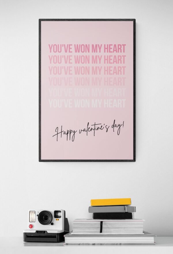 You've won my heart, Valentine's Day Wall Art, , Digital Download, Gift for him, Gift for her, Couples Wall Art, Romantic Wall Art - Image 7