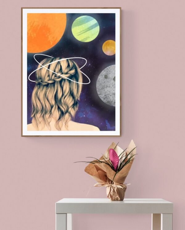 Girl Dreamer Print Art, Digital Download, Printable Dreamer Home Decor Art, Wall Hangings, Home Decor, Galaxy, Creative Art - Image 7