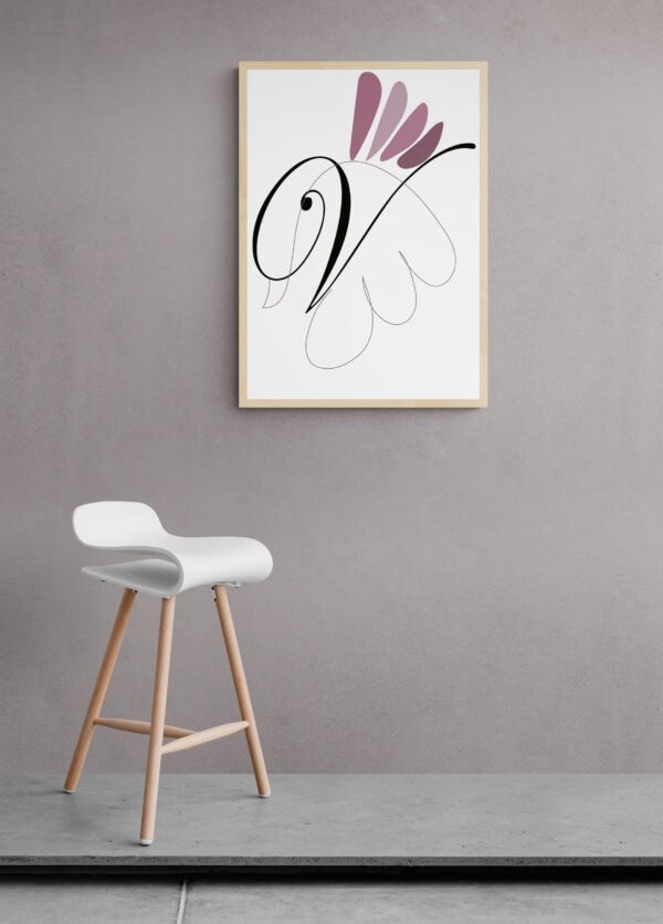 Letter V, Typography Wall Art, Instant Download, Digital Download, Typography Prints