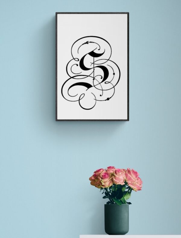 Letter S, Typography Wall Art, Instant Download, Printable Wall Art, Digital Download, Digital Typography Prints, Typography font - Image 2