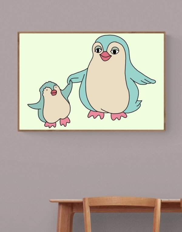 Happy Mother's Day Penguin Print Art, Instant Download, Mother's Day Kids Gift