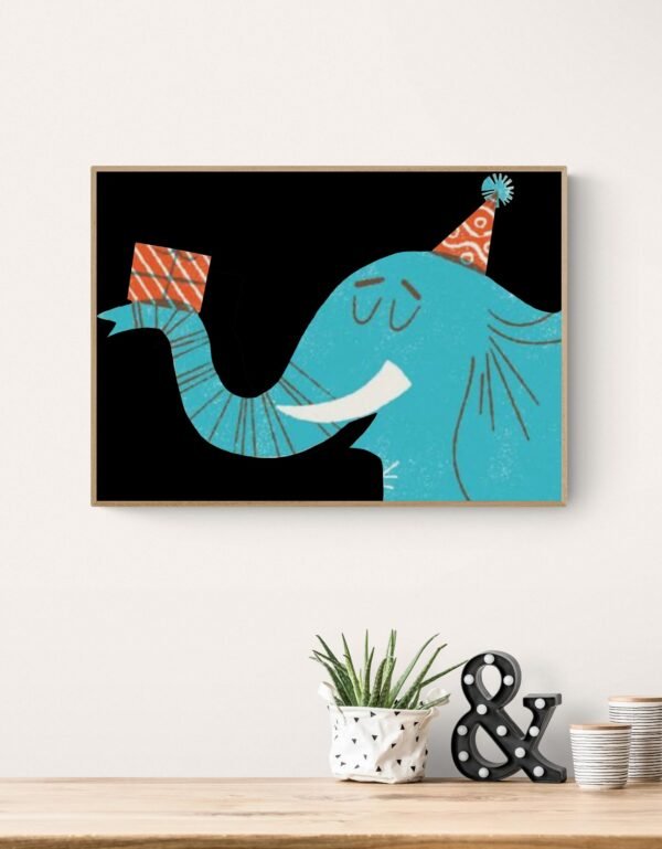 Birthday Elephant Wall Art, Elephant Birthday, Digital Download, Birthday Present, Elephant Wall Art, First Birthday, Printable Wall Decor - Image 5