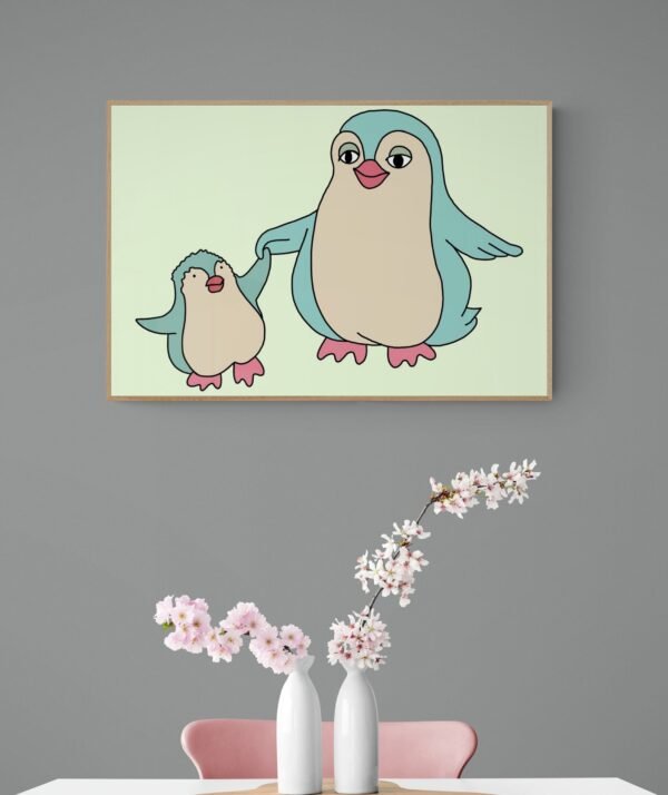 Happy Mother's Day Penguin Print Art, Instant Download, Mother's Day Kids Gift - Image 3