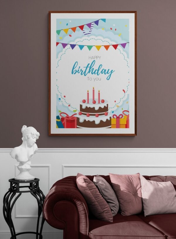 Happy Birthday To You, Birthday Wall Decoration, Printable Wall Art, Instant Download, Digital Download , Birthday Frames, Birthday Poster - Image 3