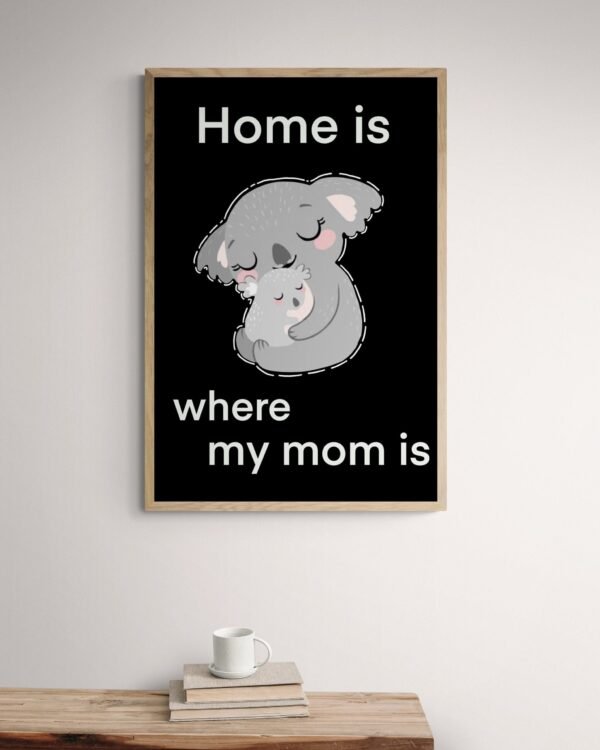 Home Is Where My Mom Is Koala Print Art, Digital Download, Mother's Day Gift Anime Art