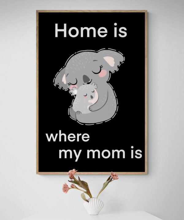 Home Is Where My Mom Is Koala Print Art, Digital Download, Mother's Day Gift Anime Art - Image 3