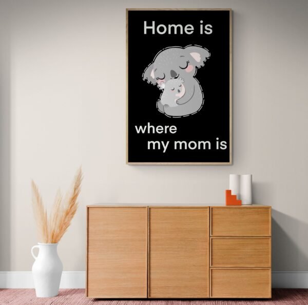 Home Is Where My Mom Is Koala Print Art, Digital Download, Mother's Day Gift Anime Art - Image 4