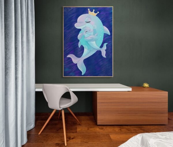 Happy Mother's Day Dolphin Print Art, Instant Download Printable, Mother's Day Gift - Image 3