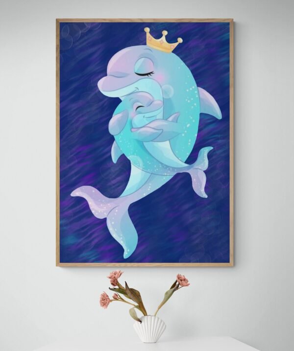 Happy Mother's Day Dolphin Print Art, Instant Download Printable, Mother's Day Gift - Image 4