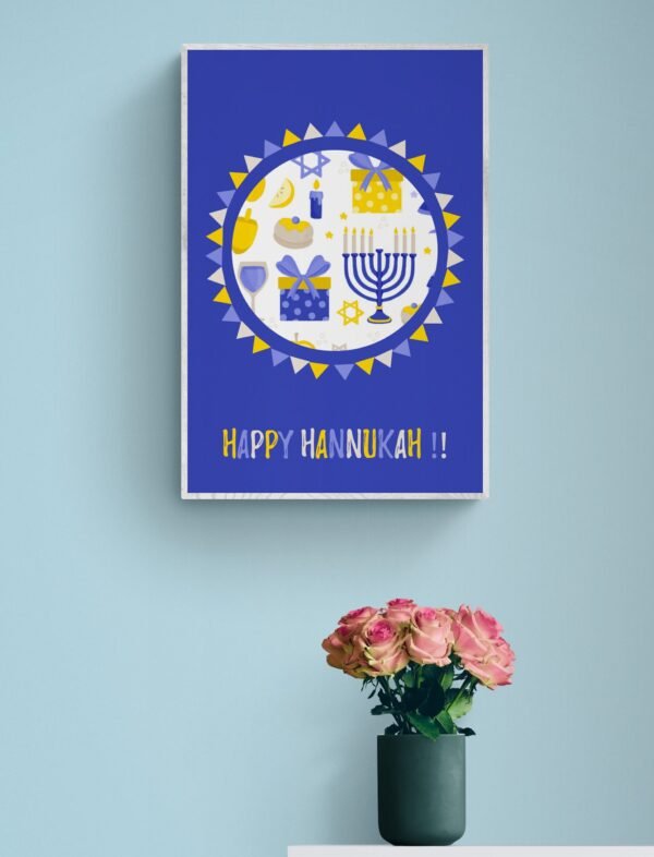 Happy Hanukkah, Digital Download, Instant Download, Hanukkah Decorations, Hanukkah Wall Posters, Printable Wall Art, Wall Hangings - Image 2