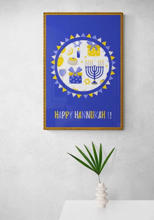Happy Hanukkah, Digital Download, Instant Download, Hanukkah Decorations, Hanukkah Wall Posters, Printable Wall Art, Wall Hangings - Image 6