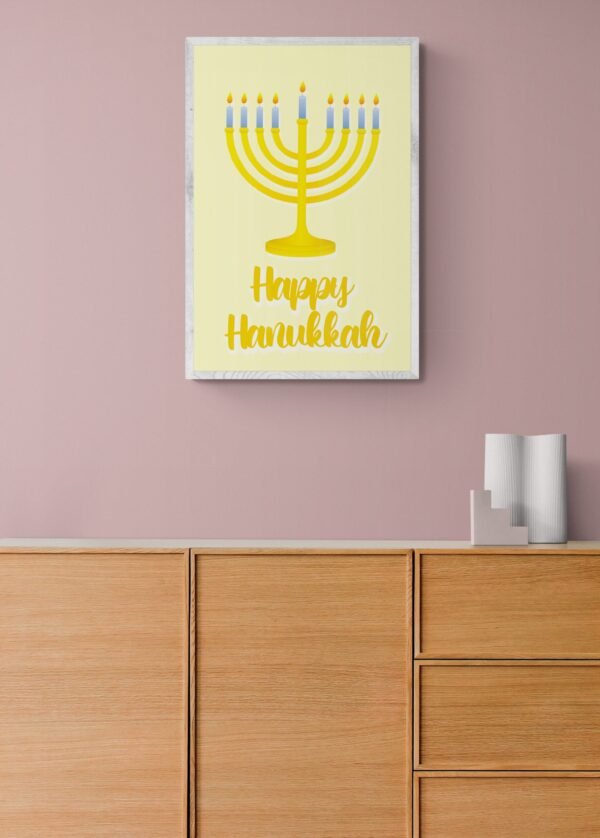 Happy Hanukkah, Digital Download, Instant Download, Hanukkah Decorations, Hanukkah Wall Posters, Printable Wall Art, Wall Hangings - Image 2