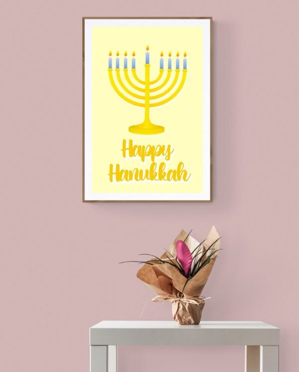 Happy Hanukkah, Digital Download, Instant Download, Hanukkah Decorations, Hanukkah Wall Posters, Printable Wall Art, Wall Hangings - Image 3