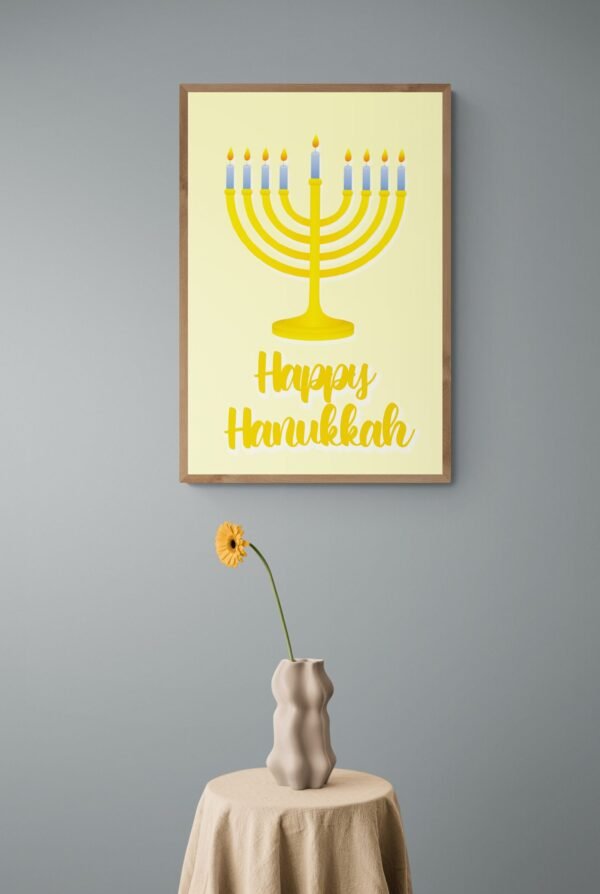 Happy Hanukkah, Digital Download, Instant Download, Hanukkah Decorations, Hanukkah Wall Posters, Printable Wall Art, Wall Hangings - Image 4