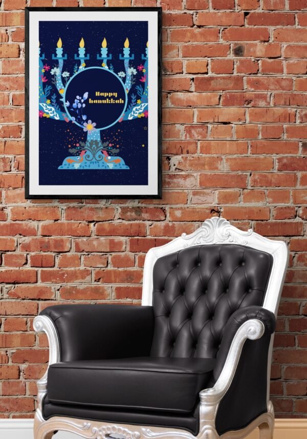 Happy Hanukkah, Digital Download, Instant Download, Hanukkah Decorations, Hanukkah Wall Posters, Printable Wall Art, Wall Hangings - Image 2