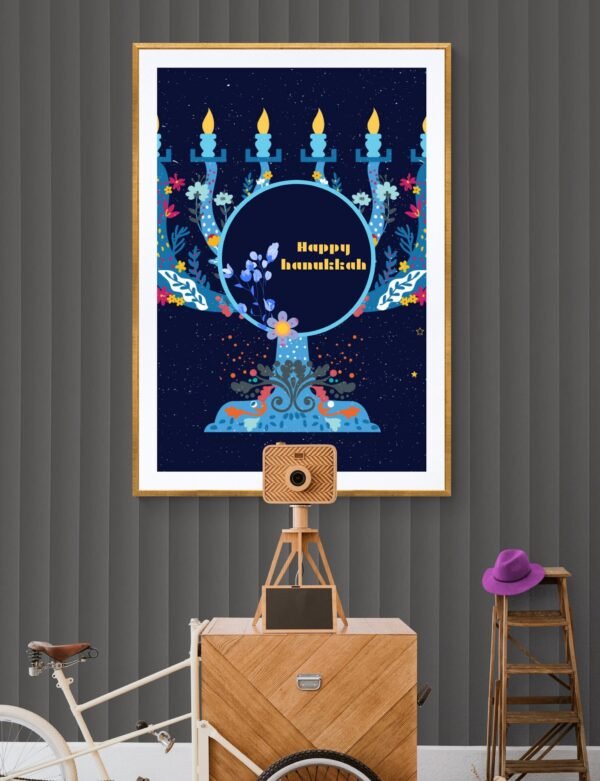 Happy Hanukkah, Digital Download, Instant Download, Hanukkah Decorations, Hanukkah Wall Posters, Printable Wall Art, Wall Hangings - Image 5
