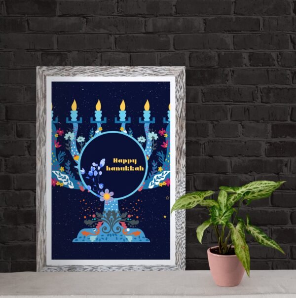 Happy Hanukkah, Digital Download, Instant Download, Hanukkah Decorations, Hanukkah Wall Posters, Printable Wall Art, Wall Hangings - Image 6