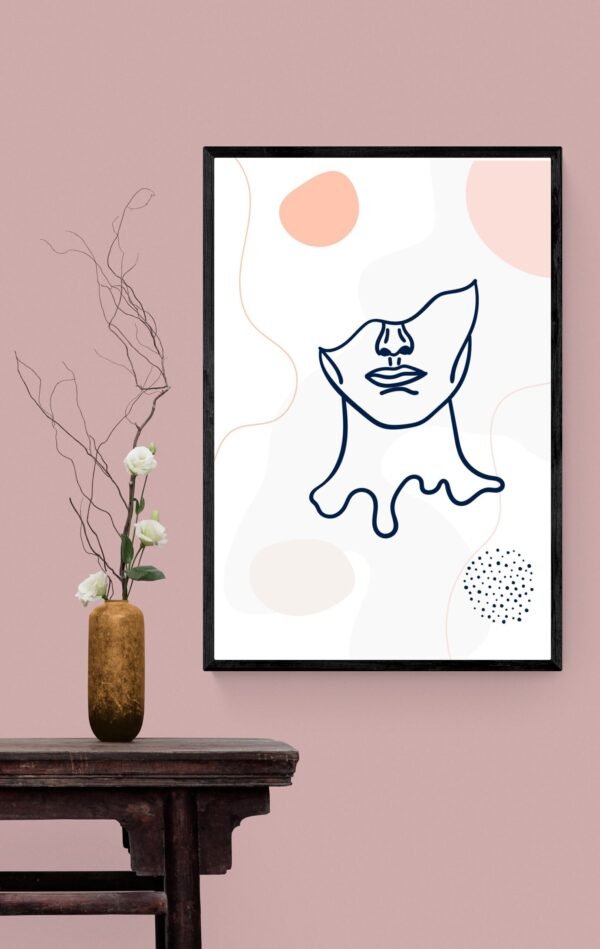 Woman Face Wall Art, Abstract Woman Face, Line Art, Printable Wall Art, Digital Download - Image 6
