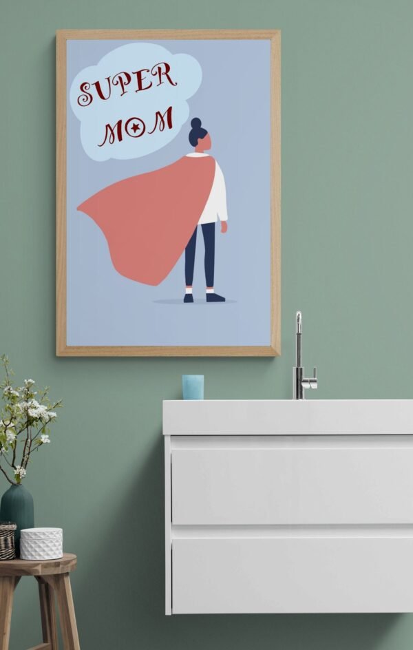 Super Mom Print Art, Digital Download, Happy Mother's Day, Super Mom Day - Image 4