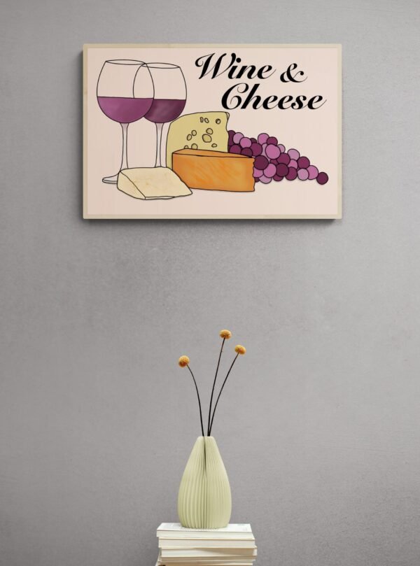 Wine and Cheese Wall Art, Wine Poster, Wine Lover Gift, Wine Wall Decor, Wine and Chinese Quotes, Printable Wall Art, Digital Download - Image 2