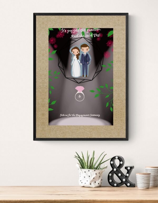 She Said Yes, Engagement Posters, Framed Wall Hangings, Engagement Wall Art, Love Couple Wall Prints, Digital Download, Instant Download - Image 4