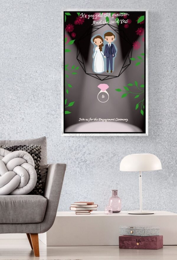 She Said Yes, Engagement Posters, Framed Wall Hangings, Engagement Wall Art, Love Couple Wall Prints, Digital Download, Instant Download - Image 6
