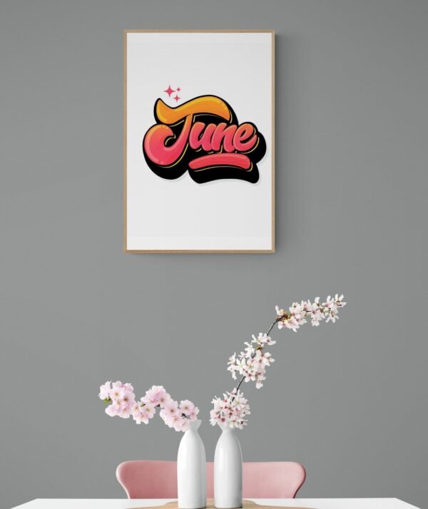 June, Typography Wall Art, Instant Download, Digital Download, Typography Prints - Image 2