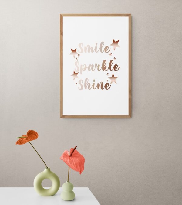 Smile Sparkle Shine, Typography Wall Art, Instant Download, Digital Download, Typography Prints - Image 2